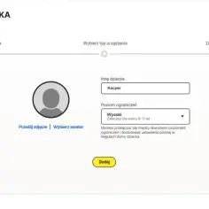 Konfiguracja dziecka: dodaj profil Kacpra z wysokim poziomem ograniczeń. Jak zlikwidować kontrolę rodzicielską? Ustawienia można zmienić później.