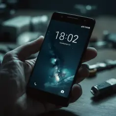 Dłoń trzyma smartfon z blokadą ekranu. Na stole leżą klucze i inne przedmioty. Szukasz informacji, jak zdjąć blokadę Family Link?