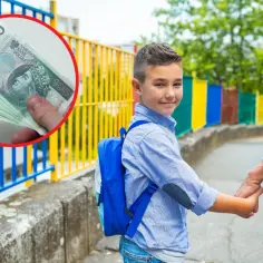 Chłopiec z plecakiem idzie z dorosłym, a w tle widać pieniądze. Czy można usunąć dziecko z przedszkola?
