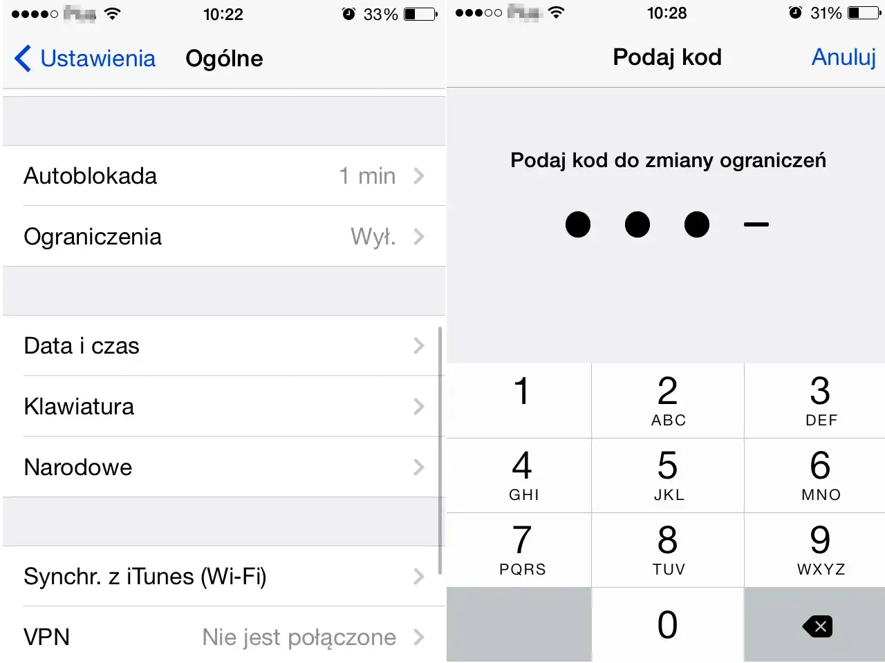 Ekran iPhone'a z opcją 